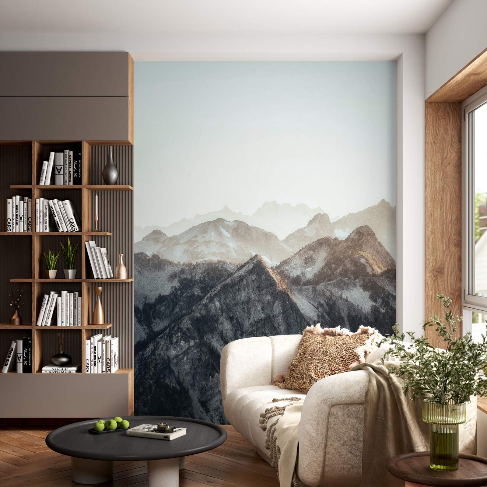 Papier peint dans la journée, les sommets enneigés des montagnes ont un air spirituel