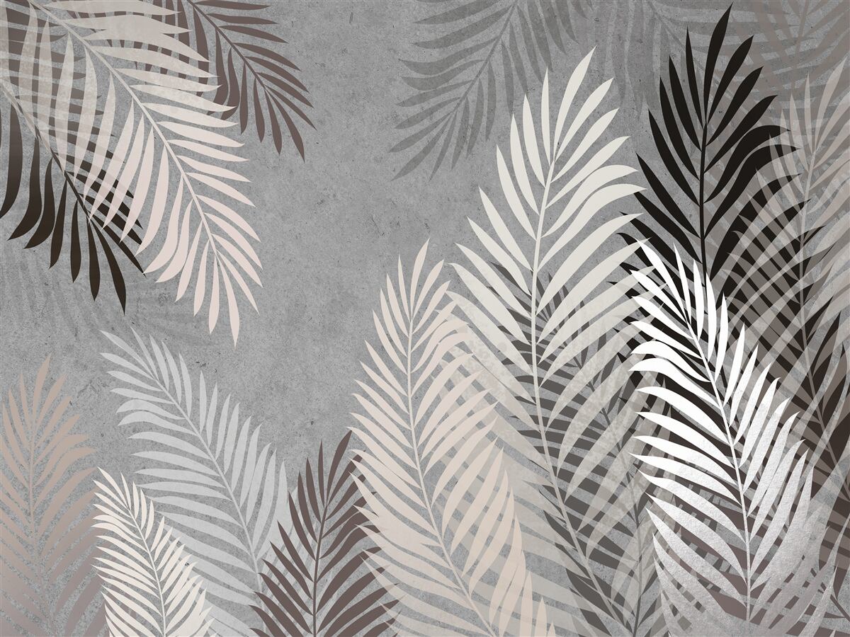 Papier peint les feuilles tropicales sont blanches et noires