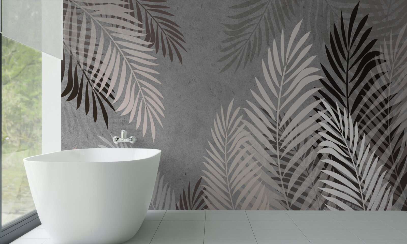 Papier peint les feuilles tropicales sont blanches et noires