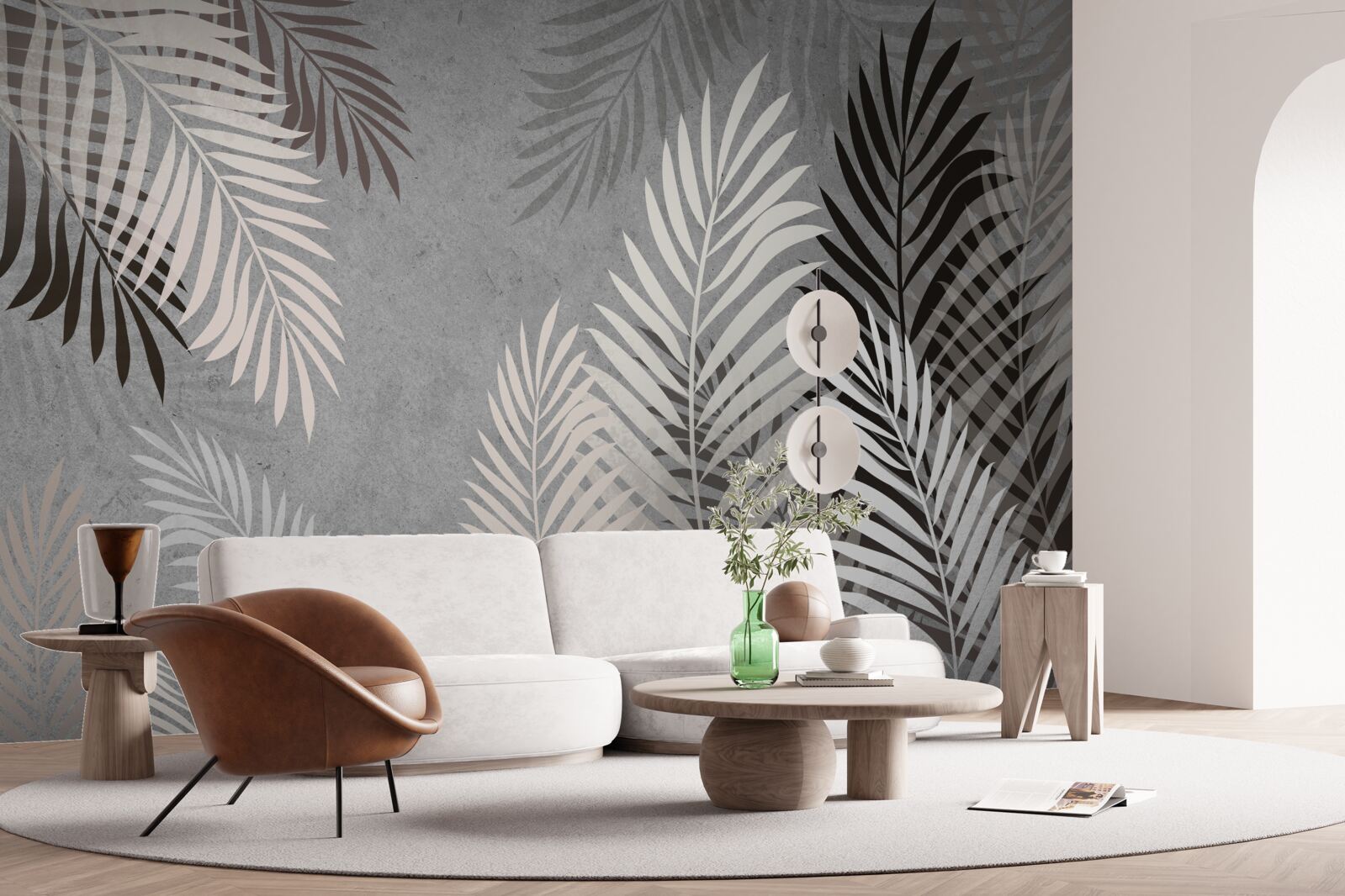 Papier peint les feuilles tropicales sont blanches et noires