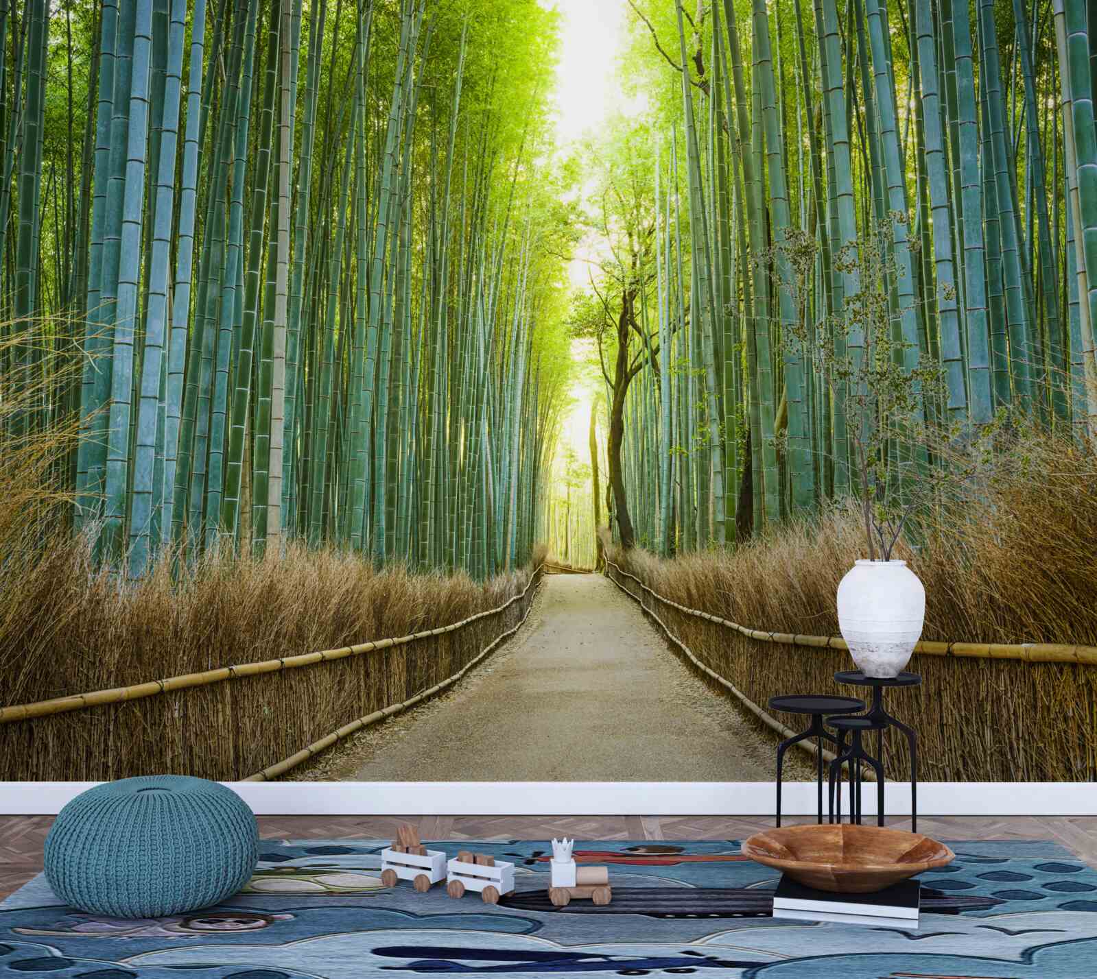 Papier peint Chemin à travers un dense fourré de bambous