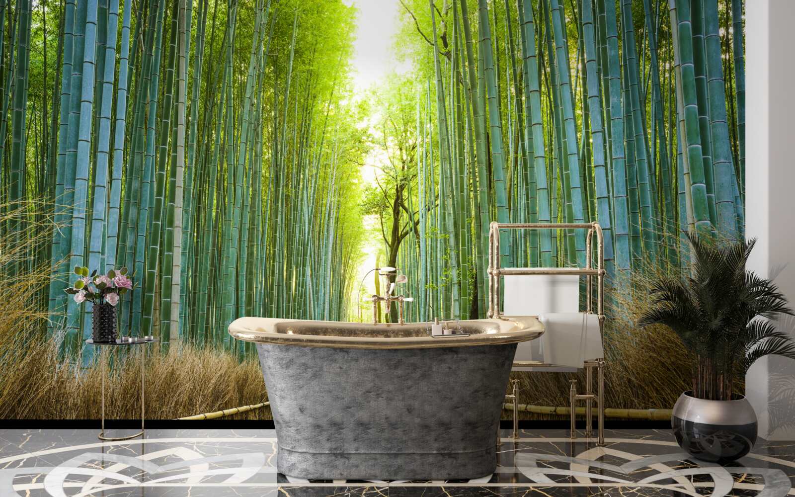 Papier peint Chemin à travers un dense fourré de bambous