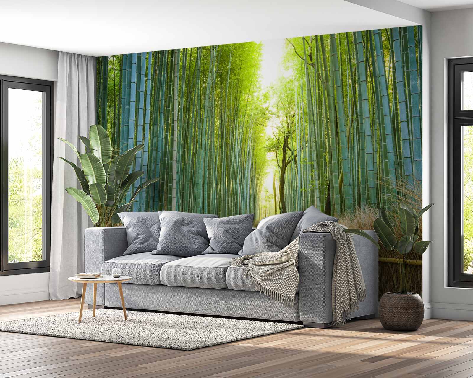 Papier peint Chemin à travers un dense fourré de bambous