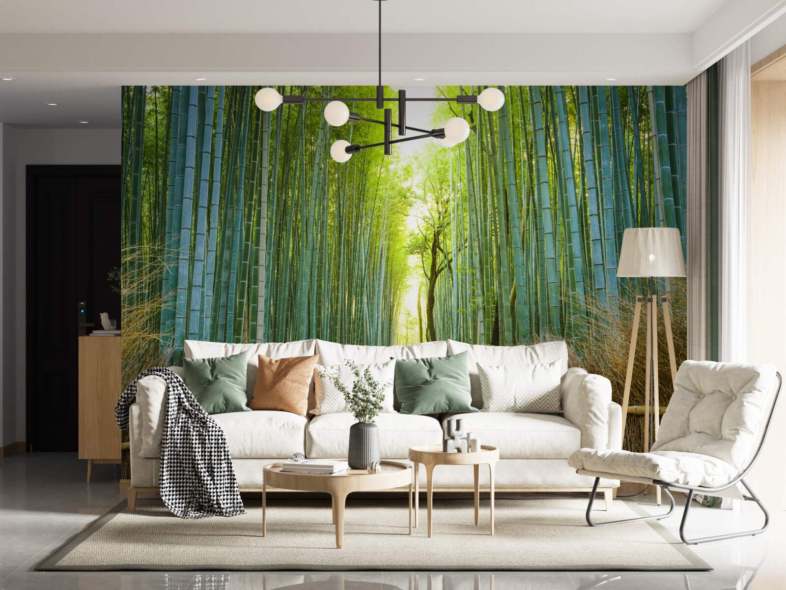 Papier peint Chemin à travers un dense fourré de bambous