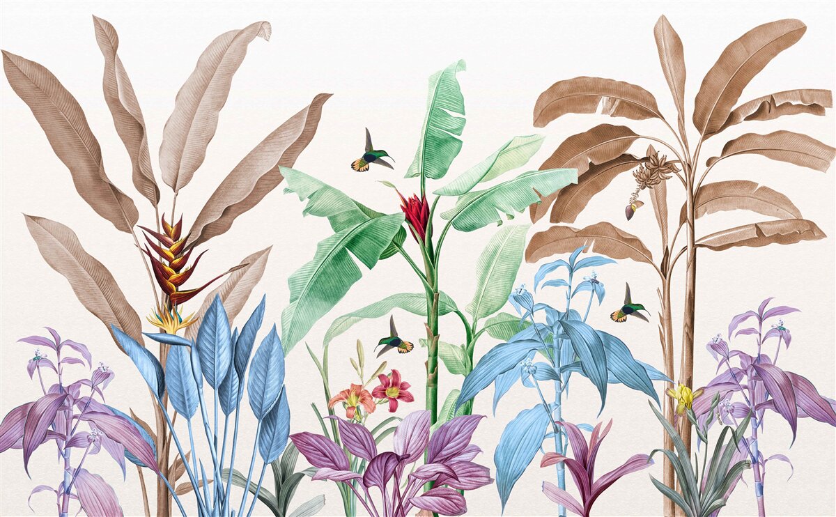 Papier peint aquarelle forêt tropicale