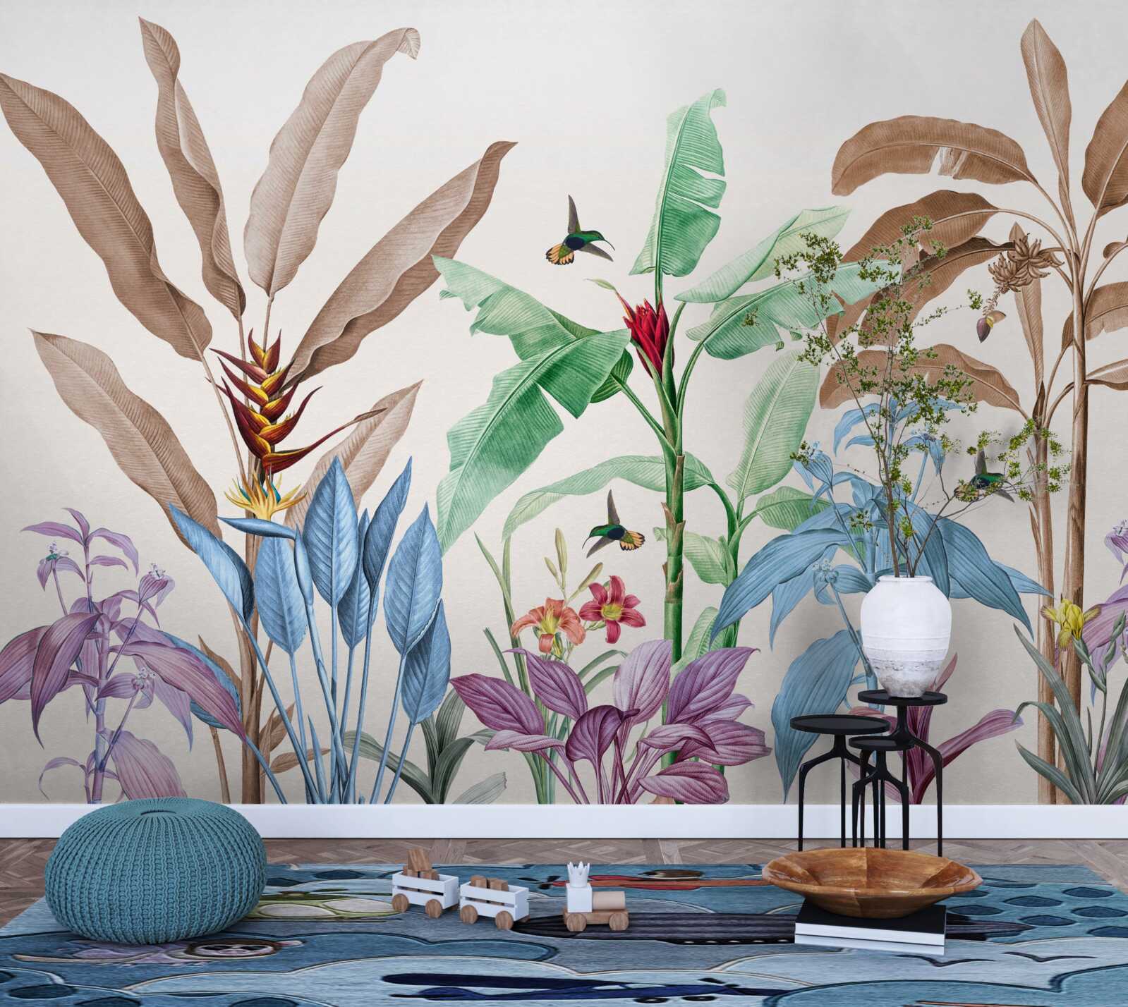 Papier peint aquarelle forêt tropicale