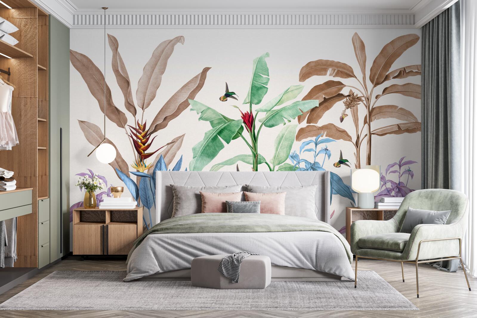 Papier peint aquarelle forêt tropicale