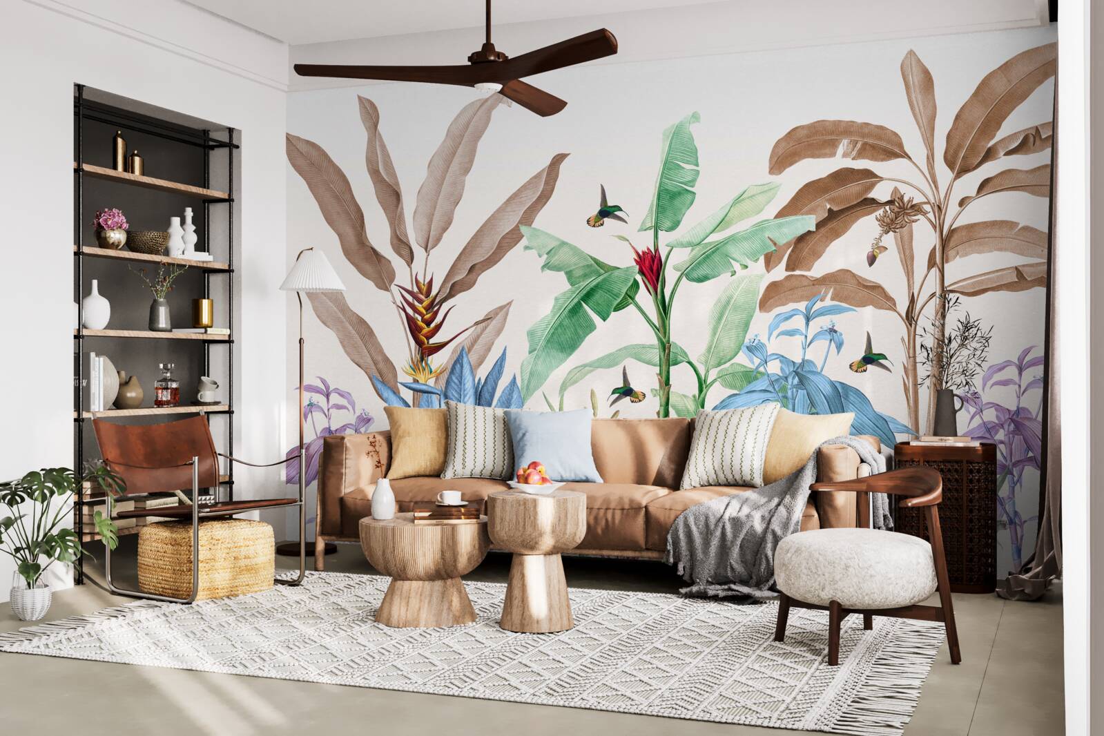 Papier peint aquarelle forêt tropicale