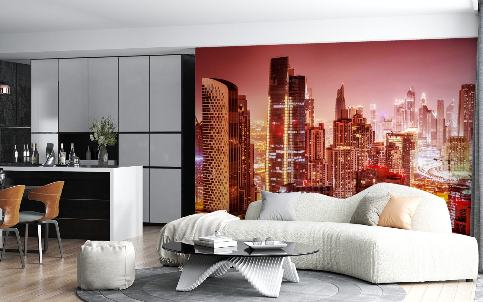 Papier peint l'agitation de la ville à la lumière de la nuit