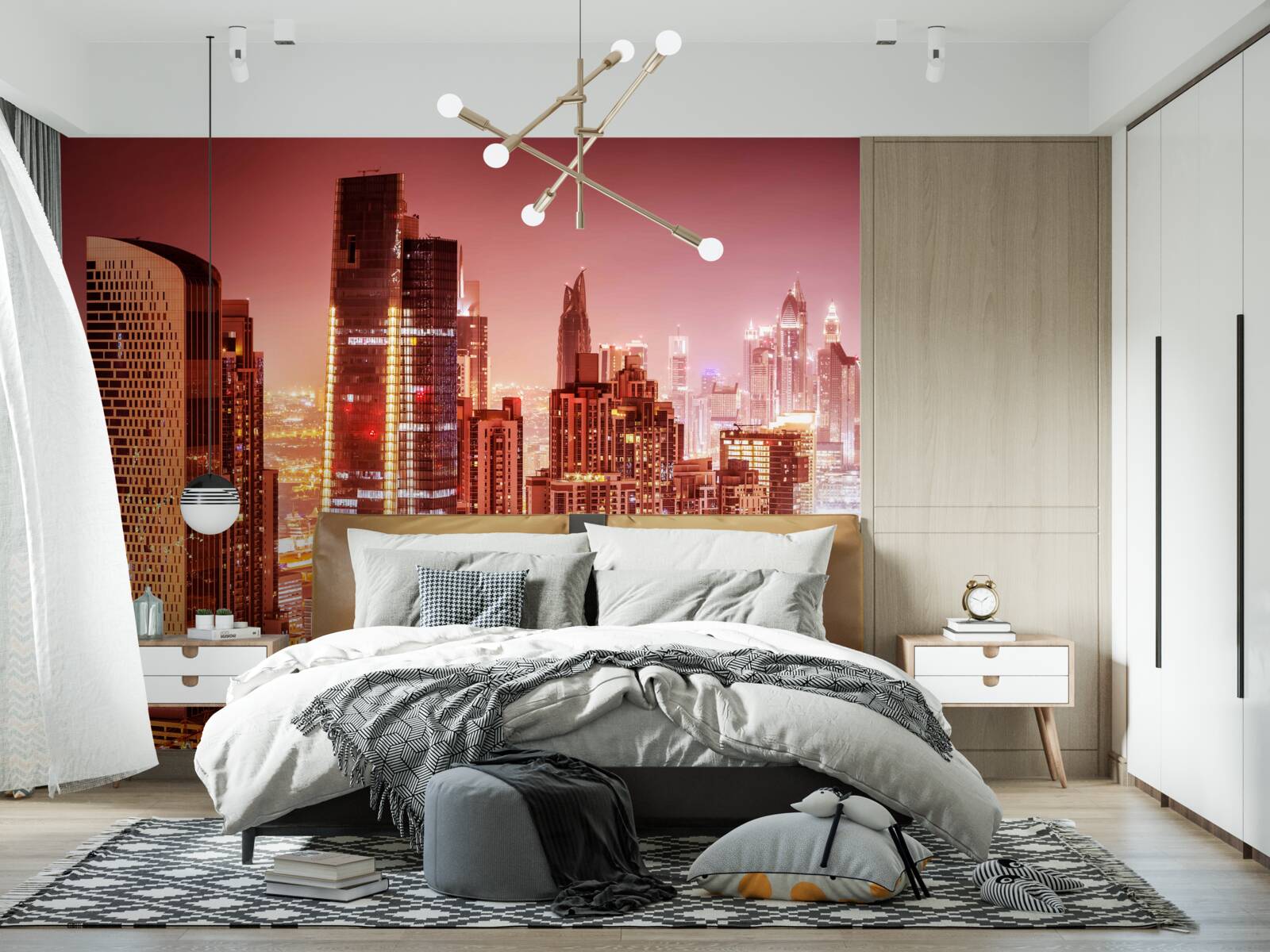 Papier peint l'agitation de la ville à la lumière de la nuit