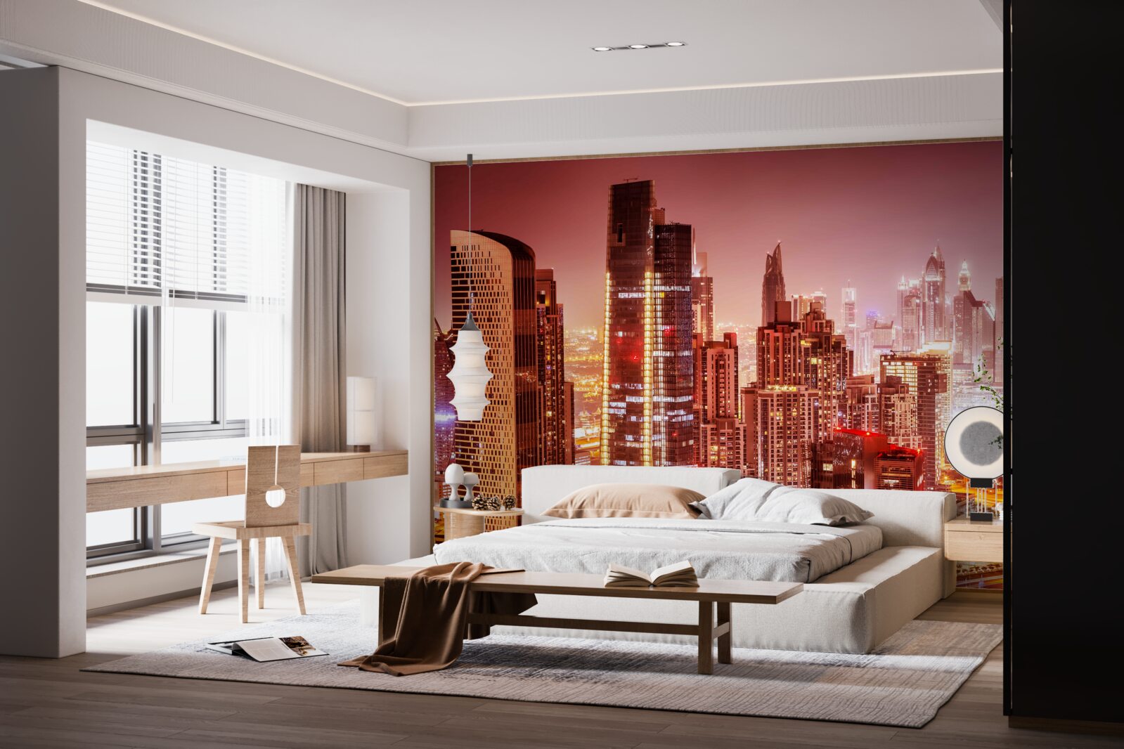 Papier peint l'agitation de la ville à la lumière de la nuit