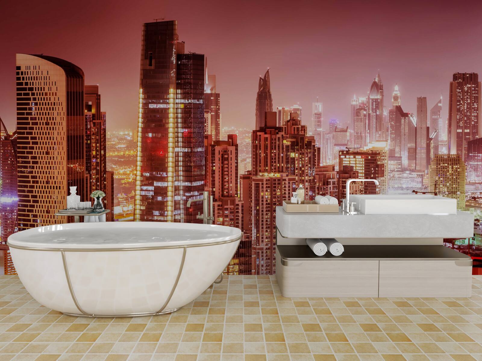 Papier peint l'agitation de la ville à la lumière de la nuit