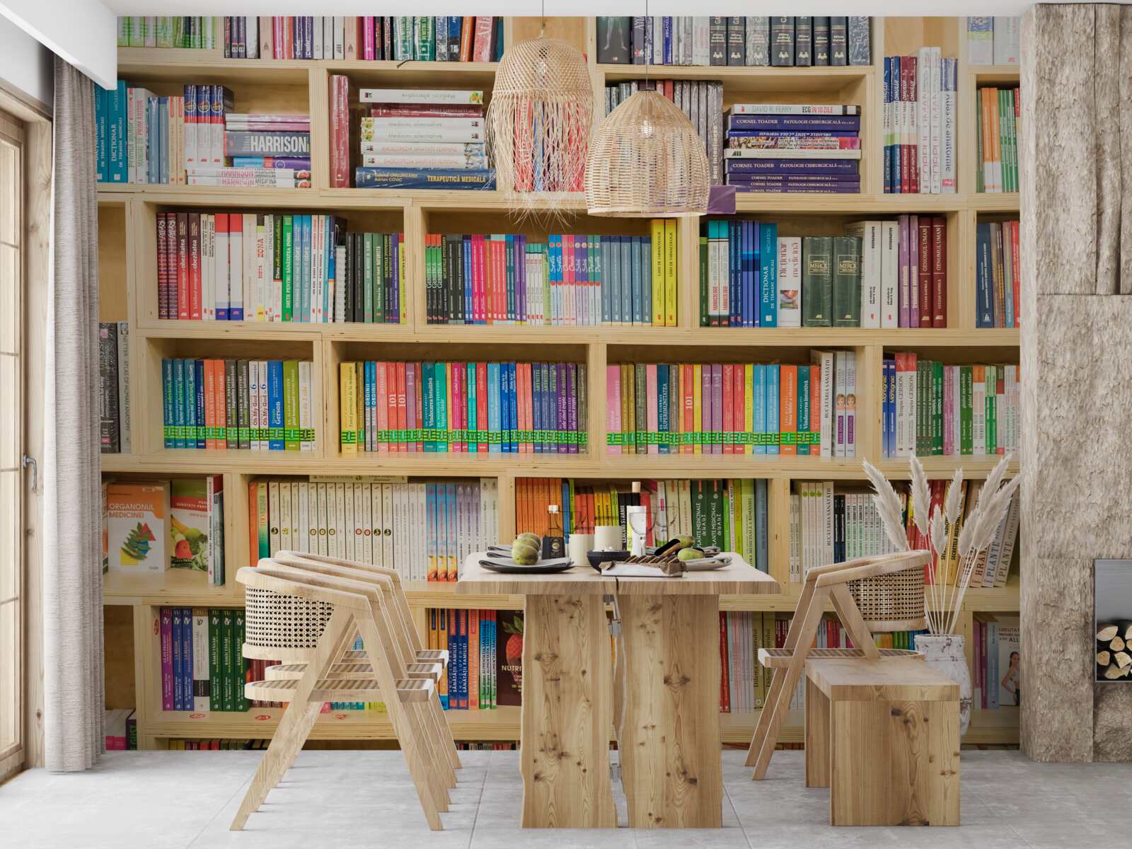 Papier peint volumes de la collection de livres de la maison