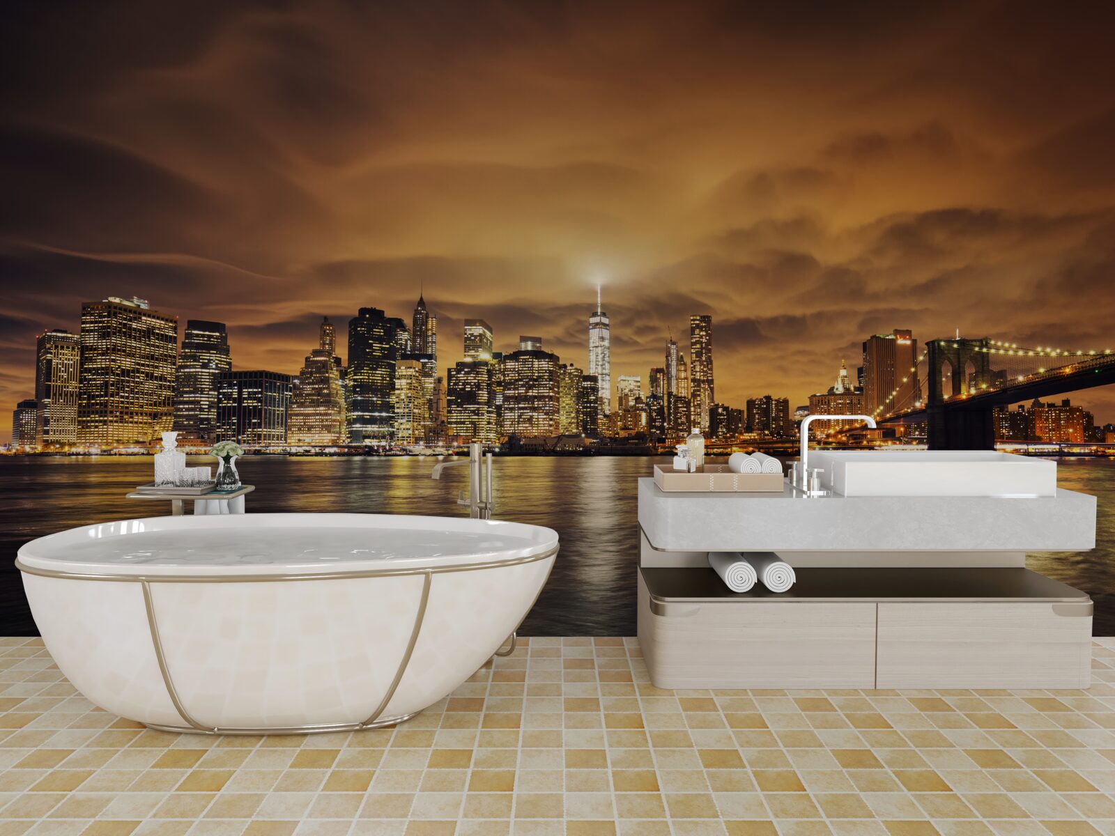 Papier peint le coucher du soleil illumine la lueur des lampes de nuit