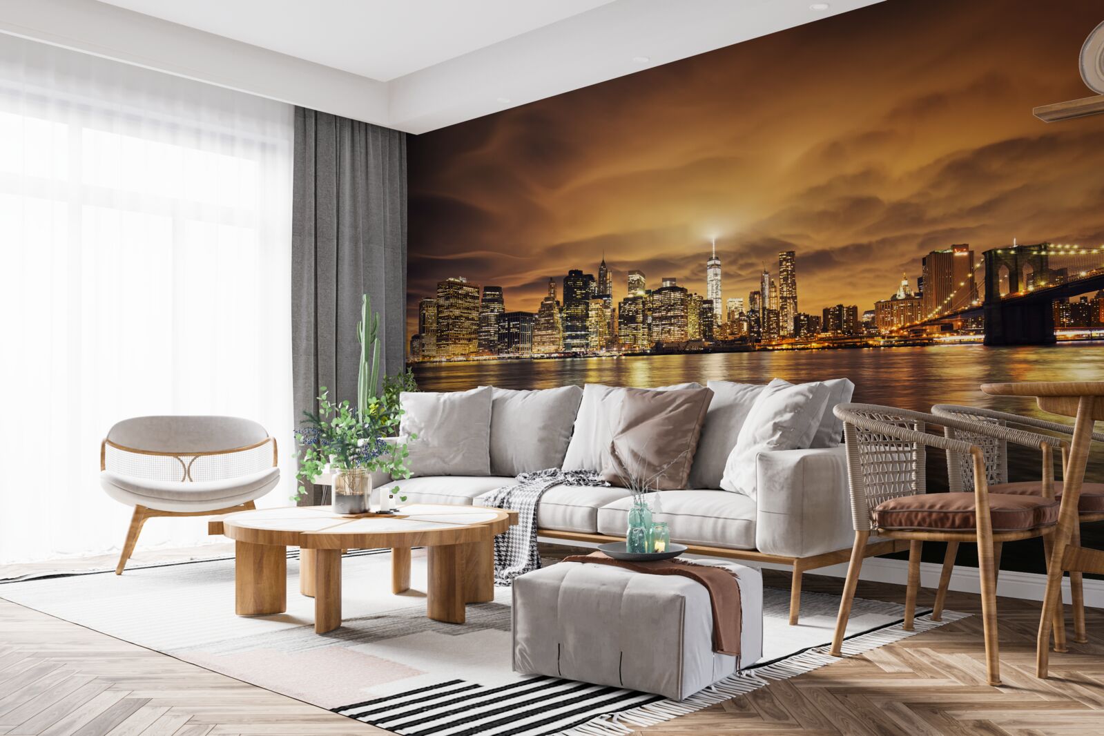 Papier peint le coucher du soleil illumine la lueur des lampes de nuit