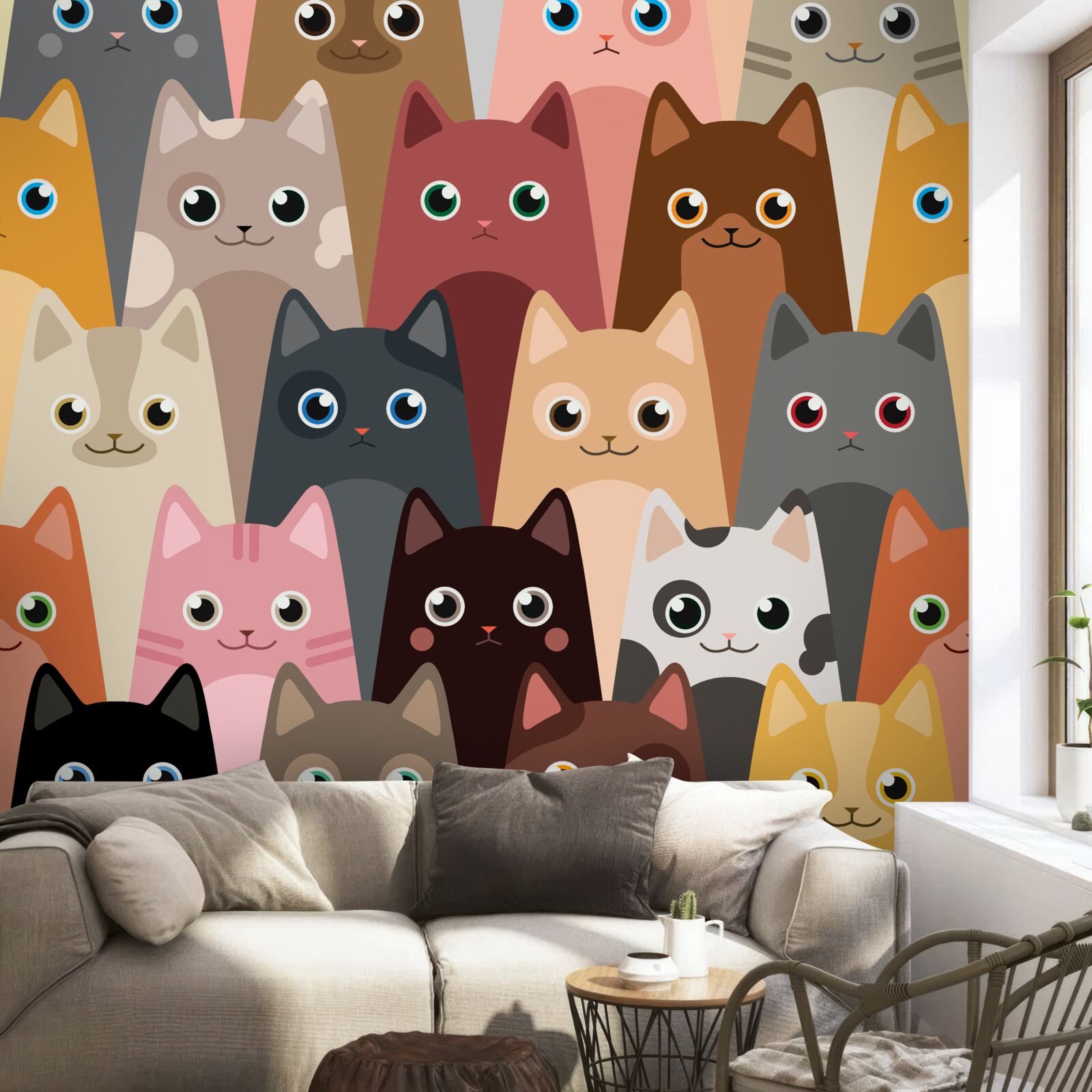 Papier peint beaucoup de chats avec beaucoup d'yeux
