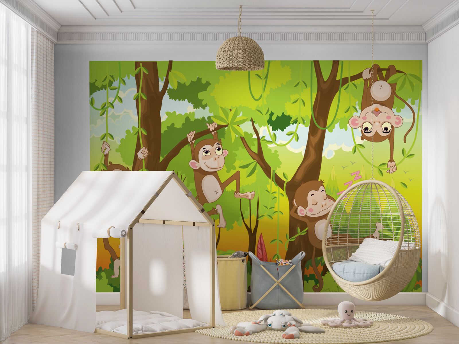 Papier peint les singes grimpent aux arbres