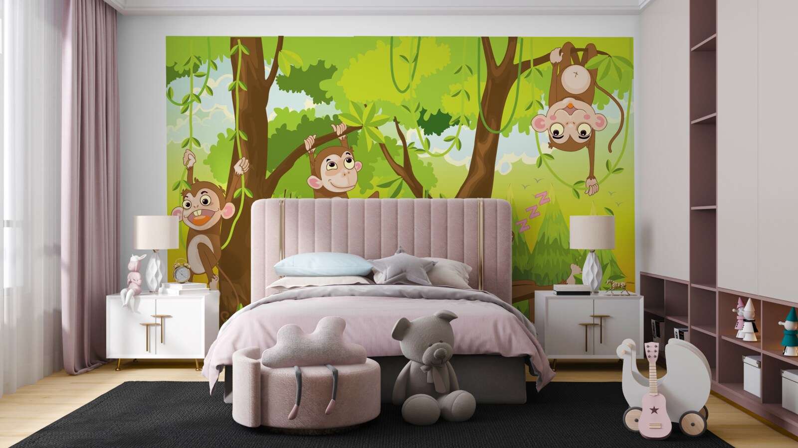 Papier peint les singes grimpent aux arbres