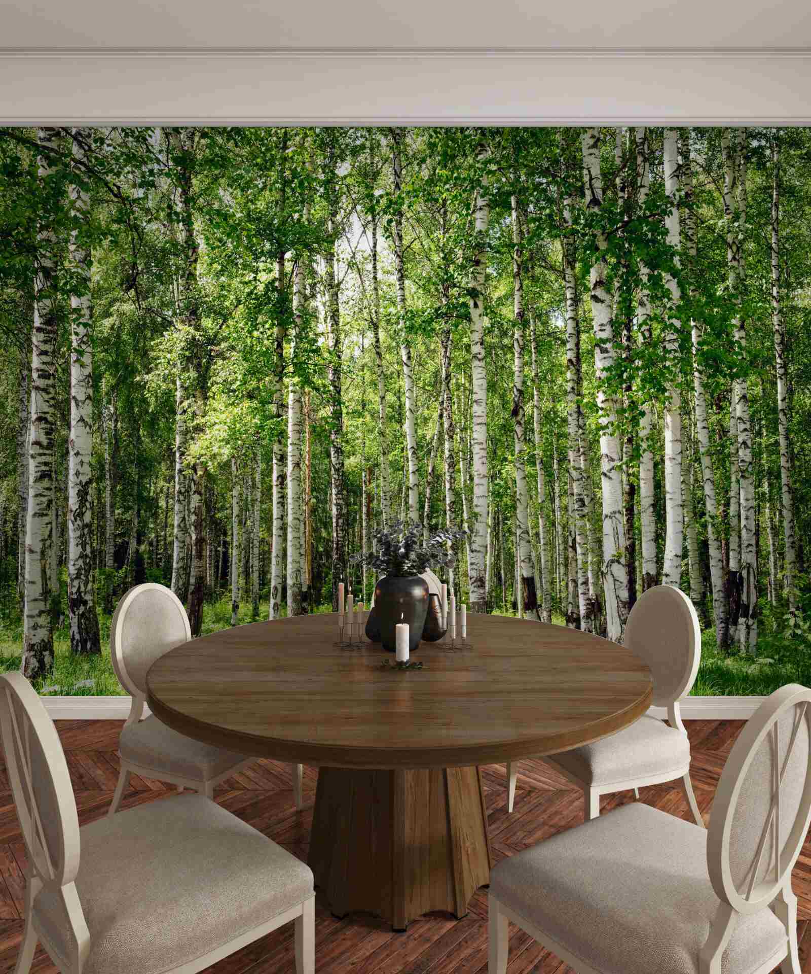 Papier peint bosquet de bouleaux élancés