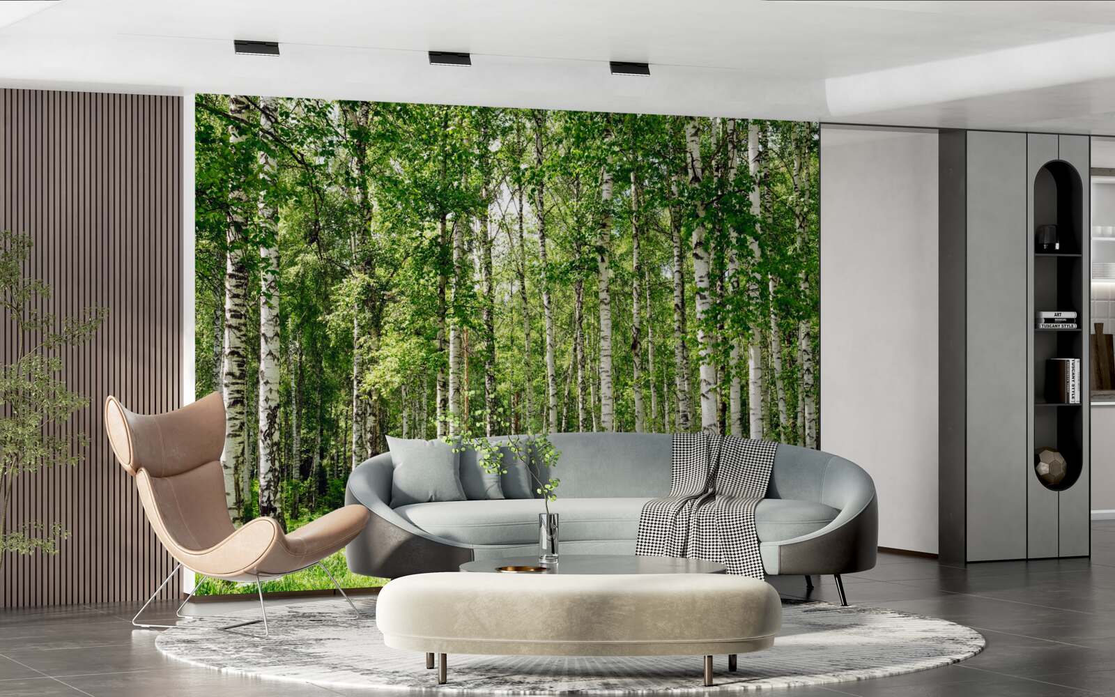 Papier peint bosquet de bouleaux élancés