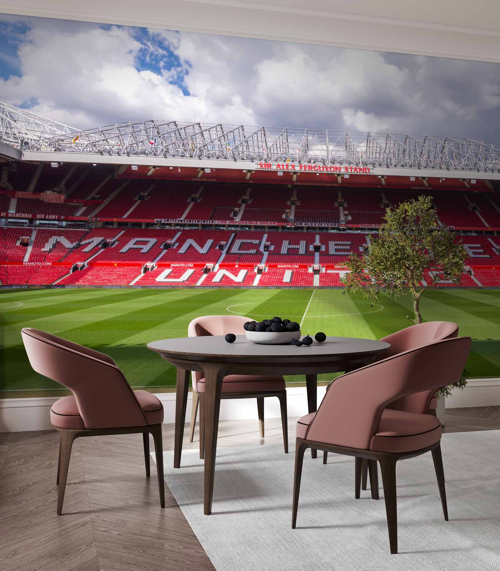 Papier peint un grand terrain de football et une immense tribune