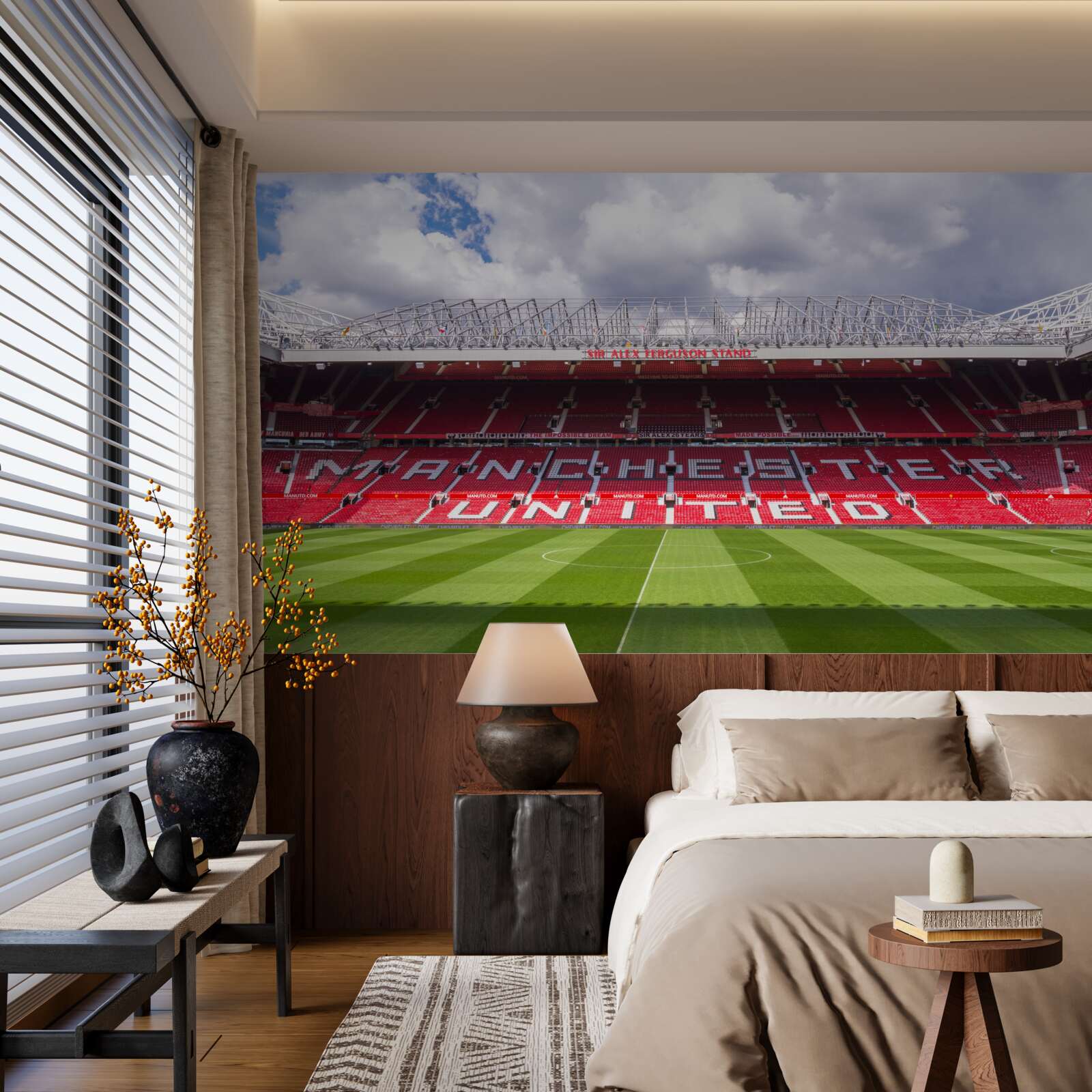 Papier peint un grand terrain de football et une immense tribune