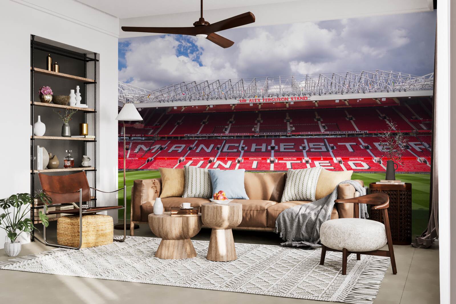 Papier peint un grand terrain de football et une immense tribune