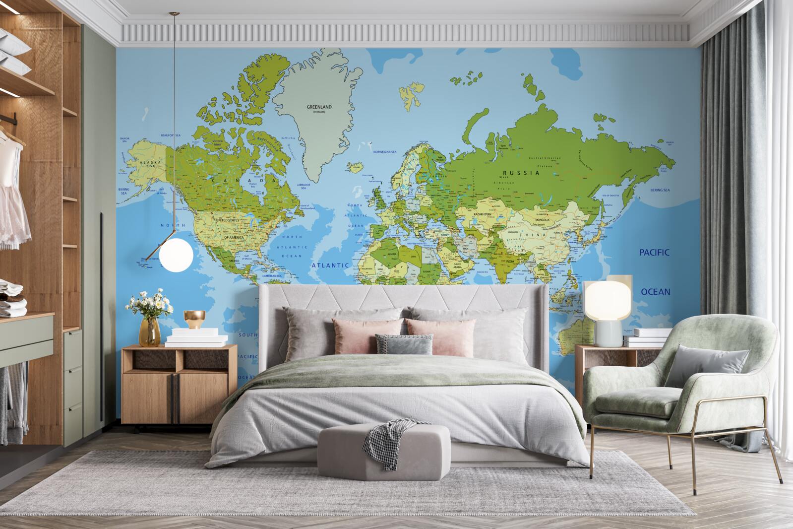 Papier peint carte du monde traditionnelle