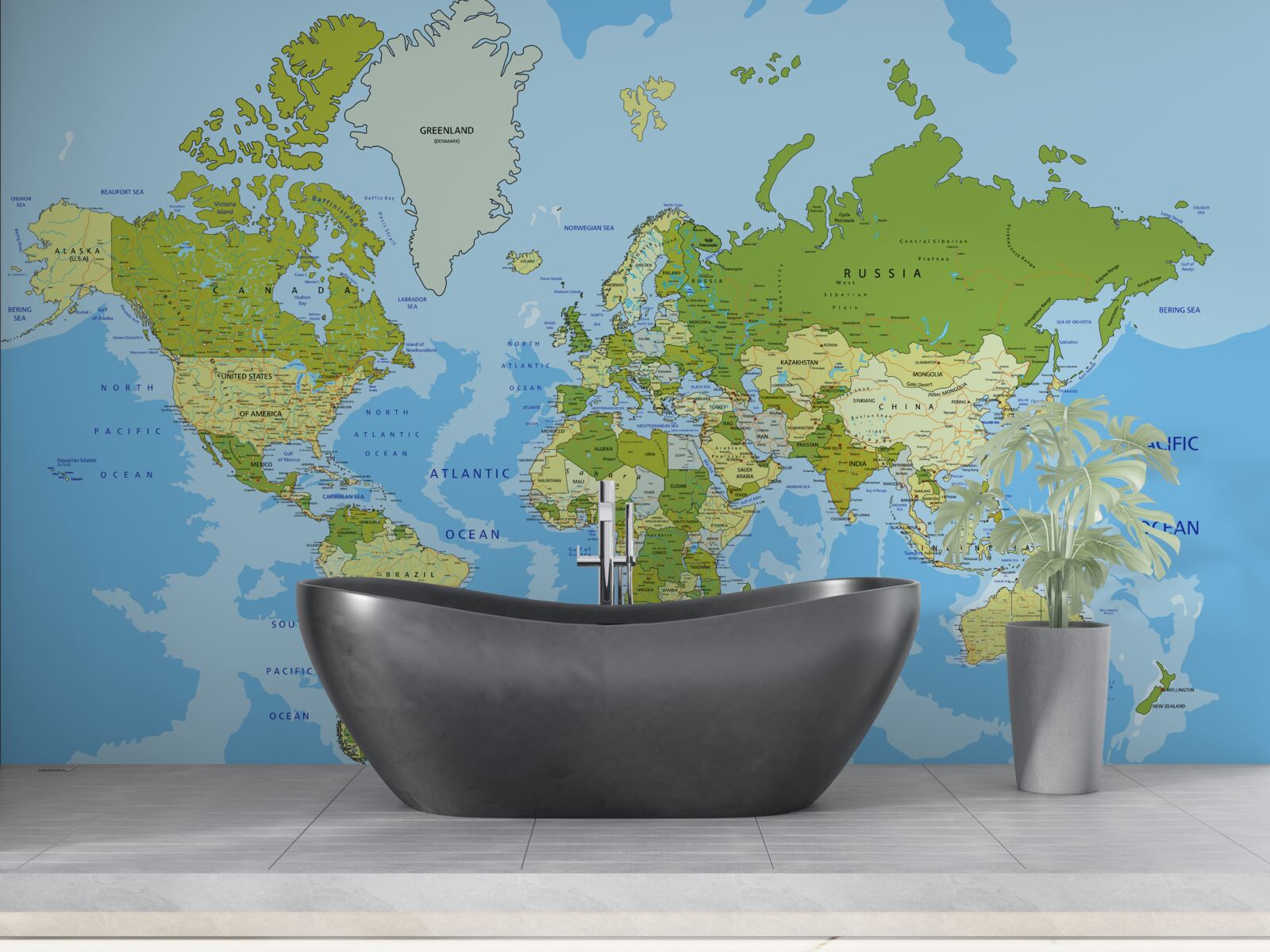 Papier peint carte du monde traditionnelle