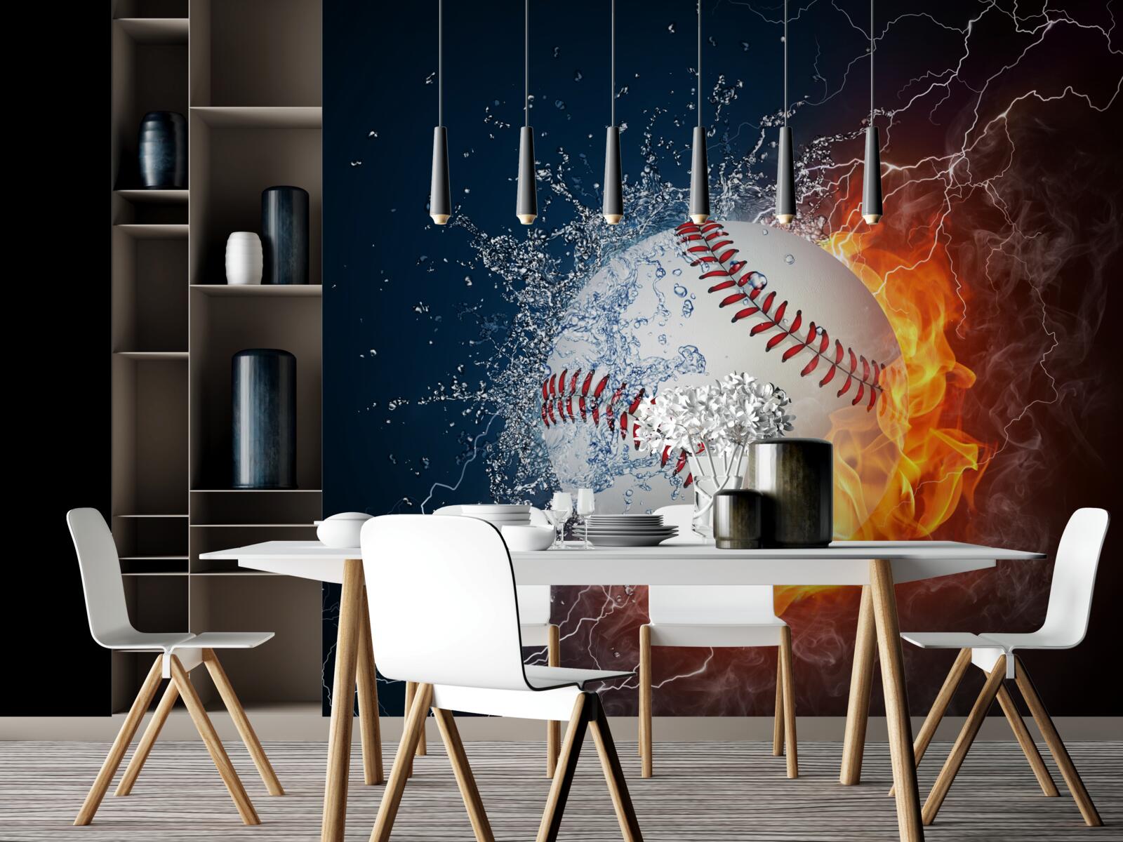 Papier peint une boule de feu plongée dans l'ombre