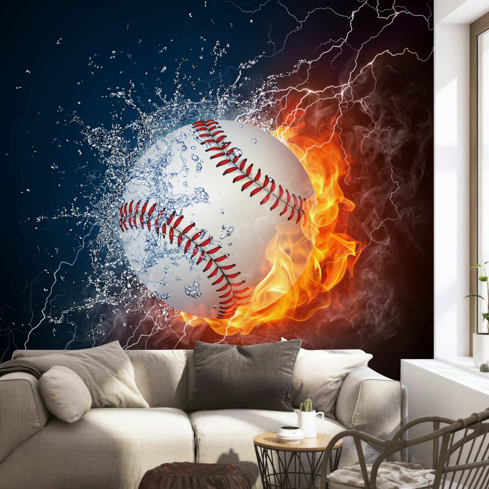 Papier peint une boule de feu plongée dans l'ombre