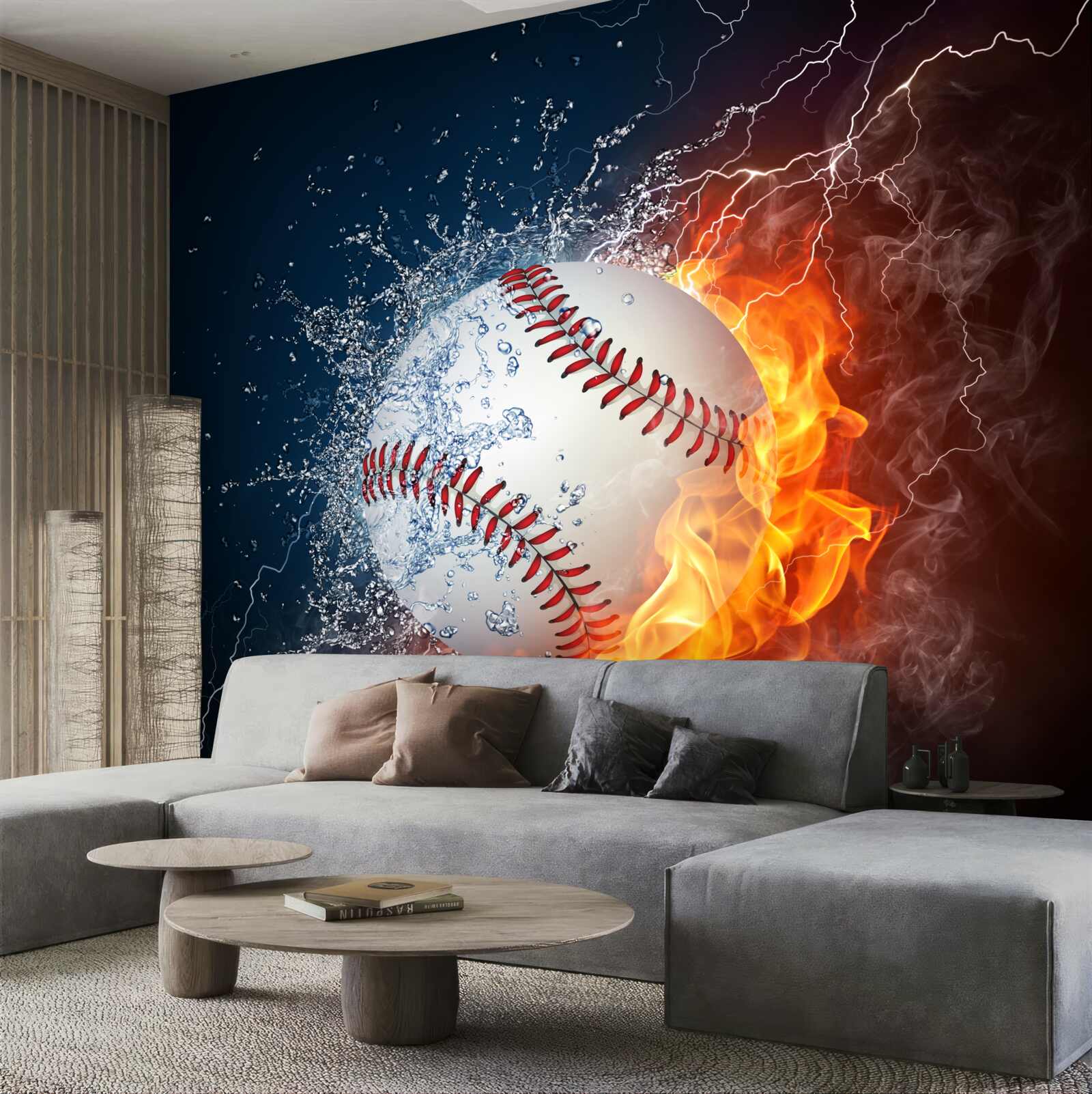 Papier peint une boule de feu plongée dans l'ombre