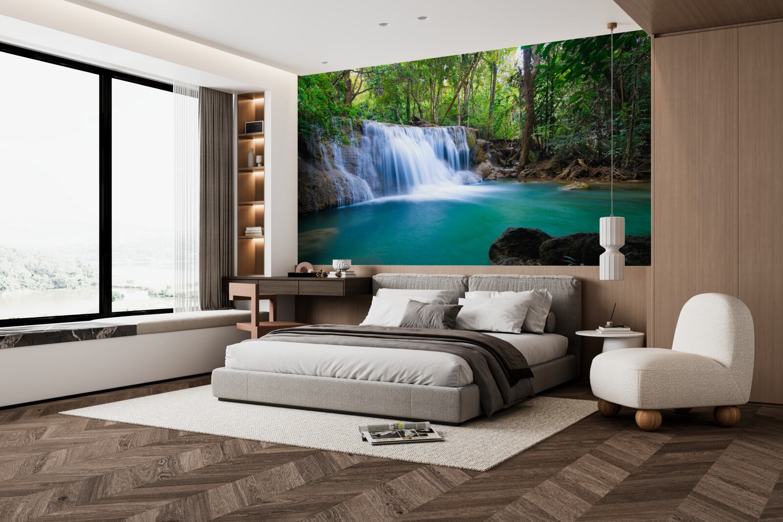 Papier peint Les eaux étonnamment claires de la mare de la forêt