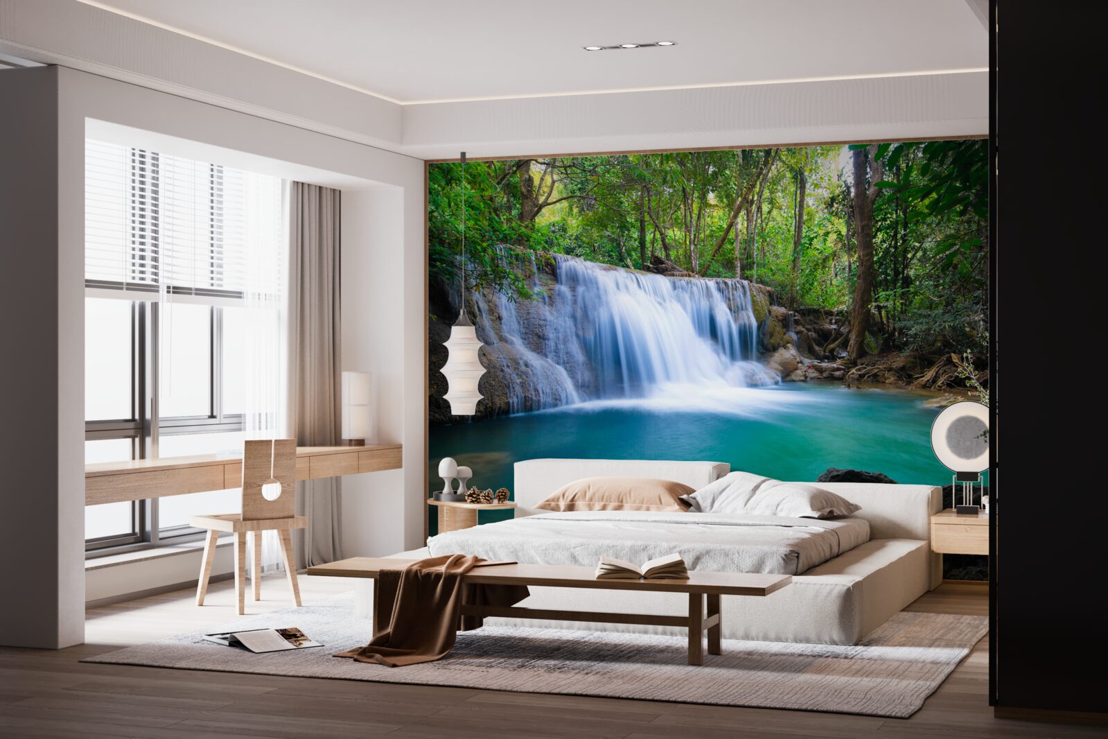 Papier peint Les eaux étonnamment claires de la mare de la forêt