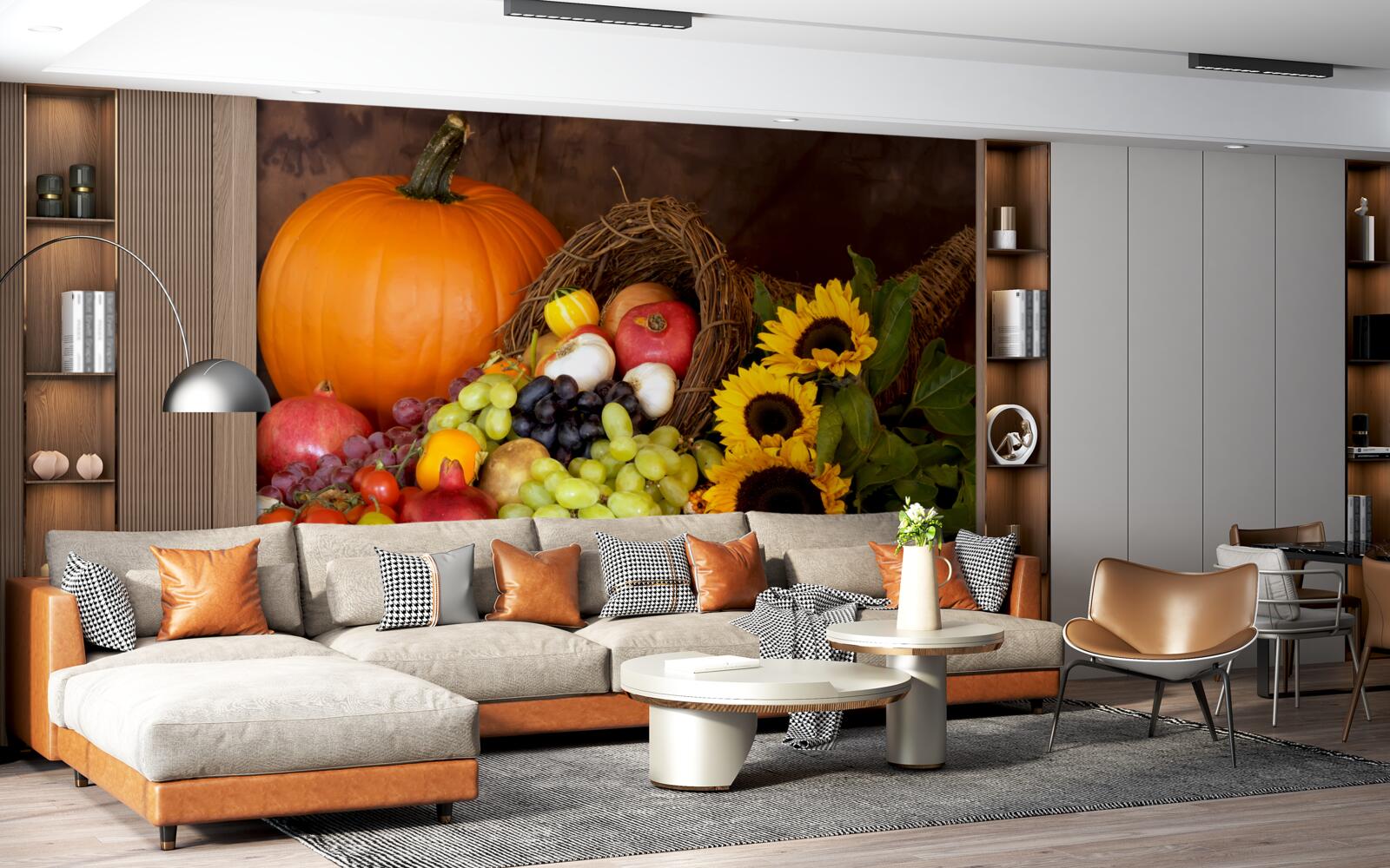 Papier peint composition de fruits et de tournesol