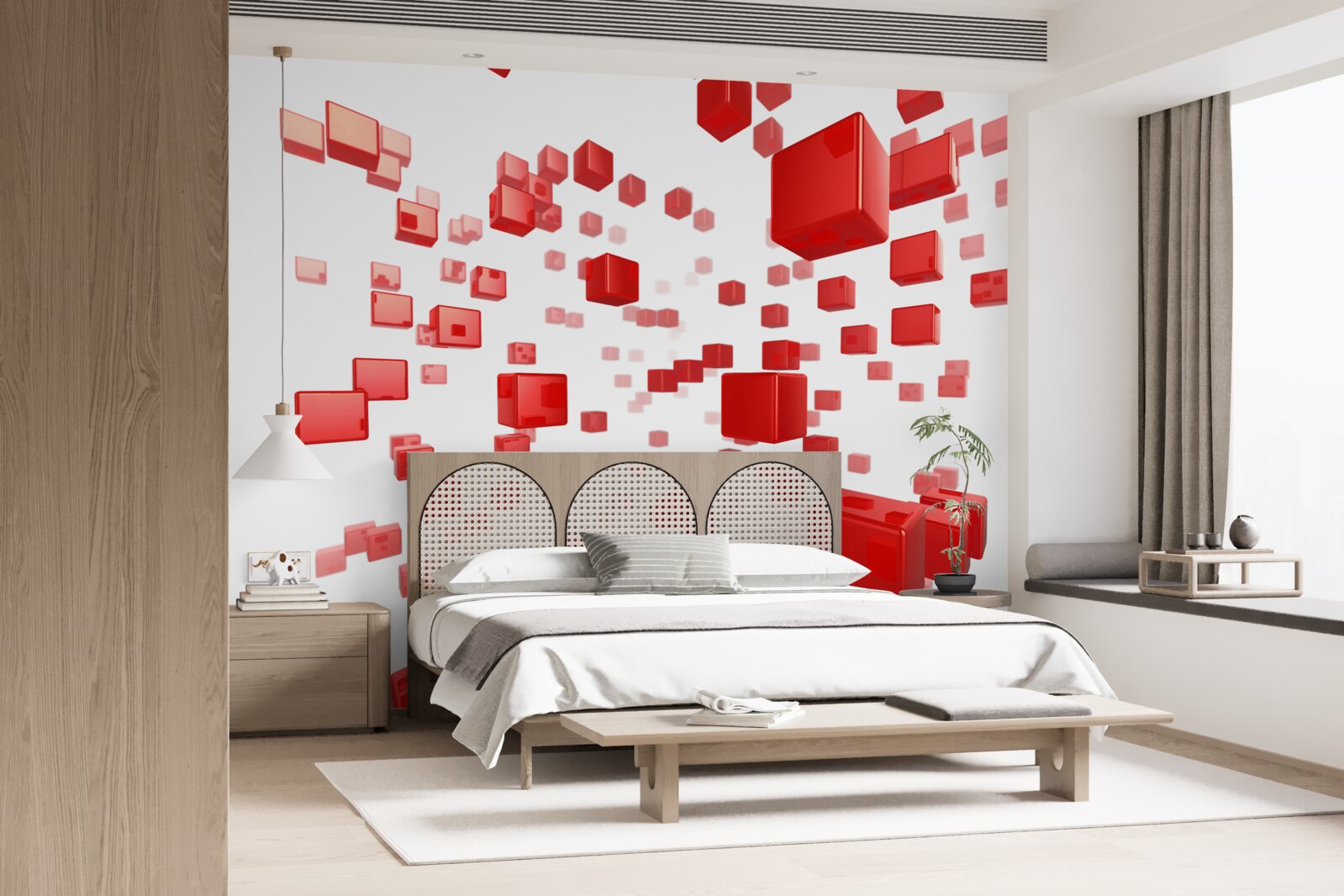 Papier peint la croissance de carrés rouge vif