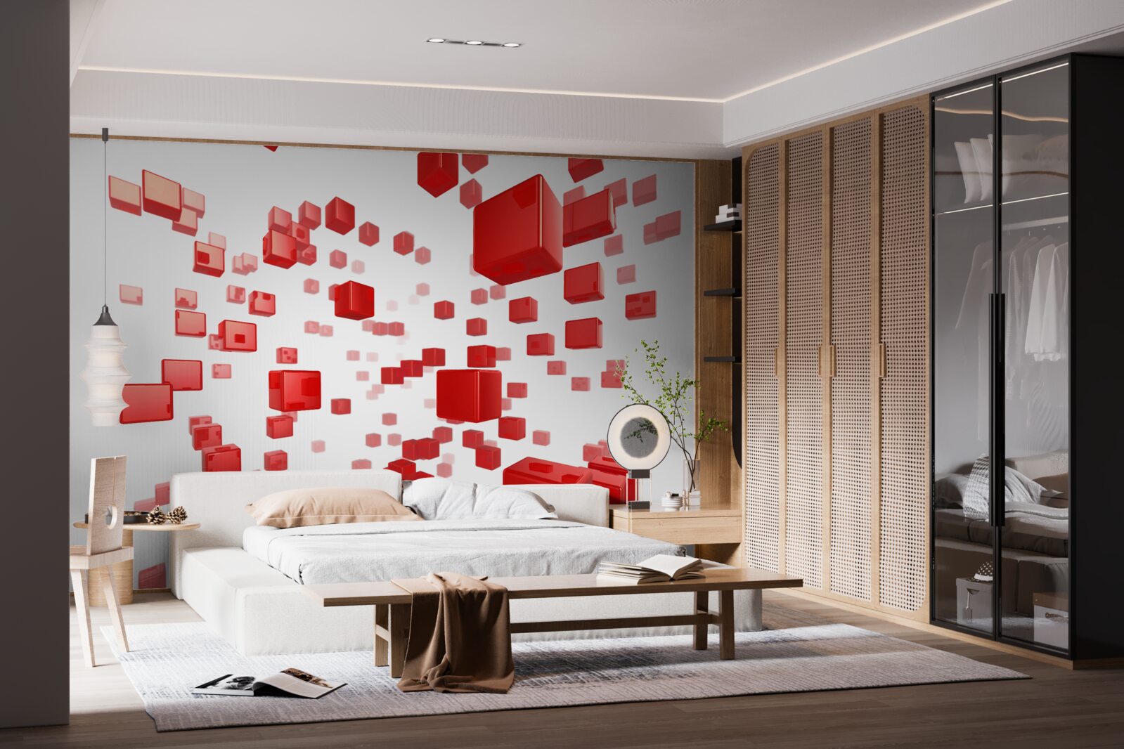 Papier peint la croissance de carrés rouge vif