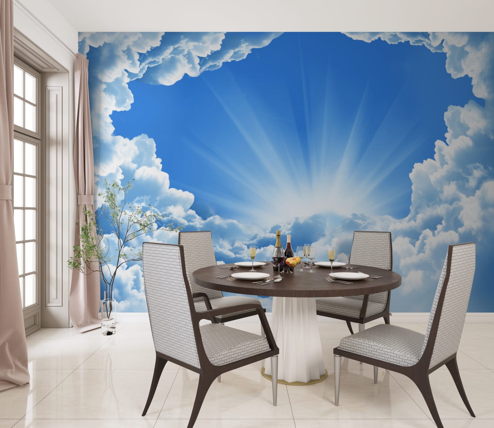 Papier peint le matin se lève derrière les nuages