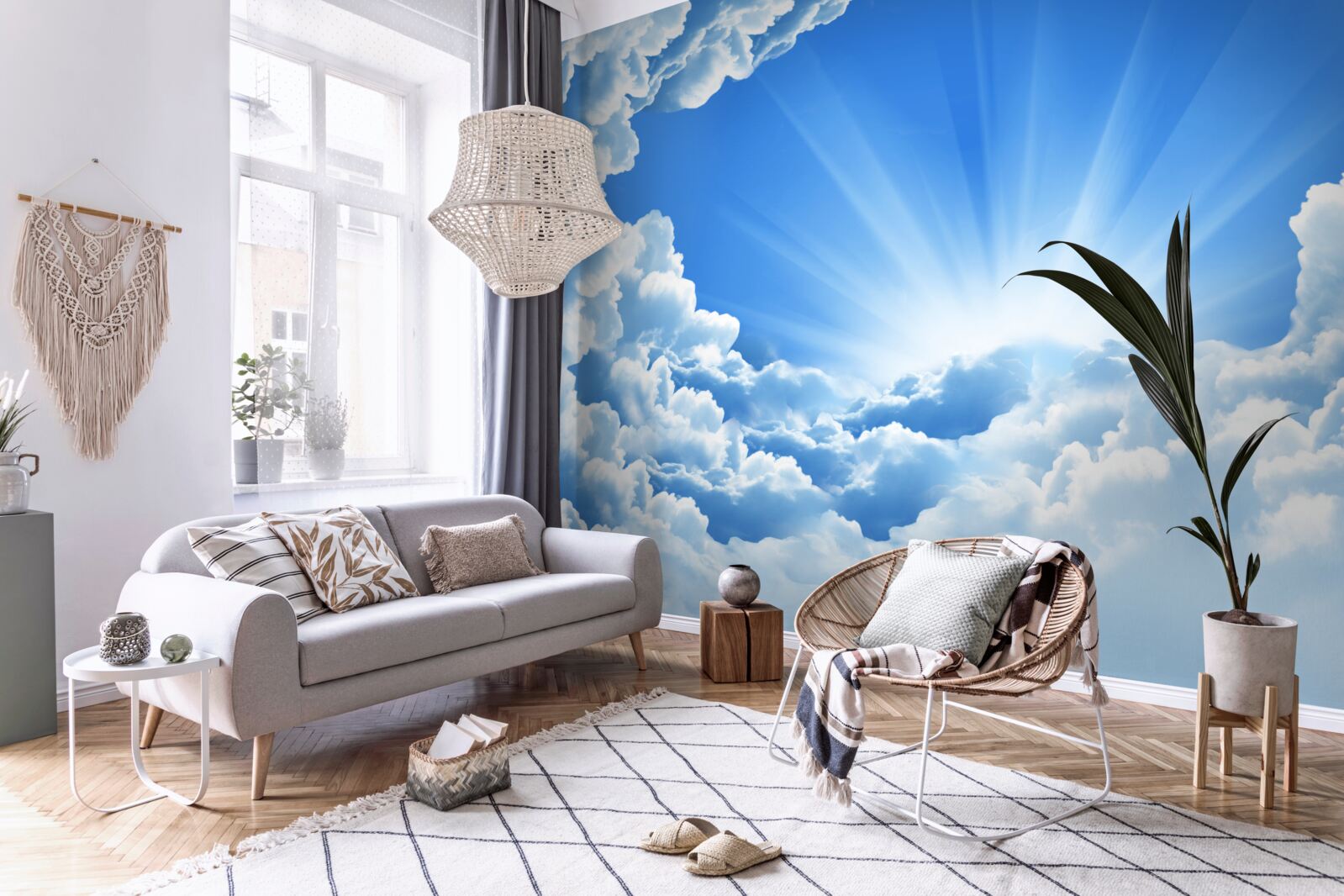 Papier peint le matin se lève derrière les nuages