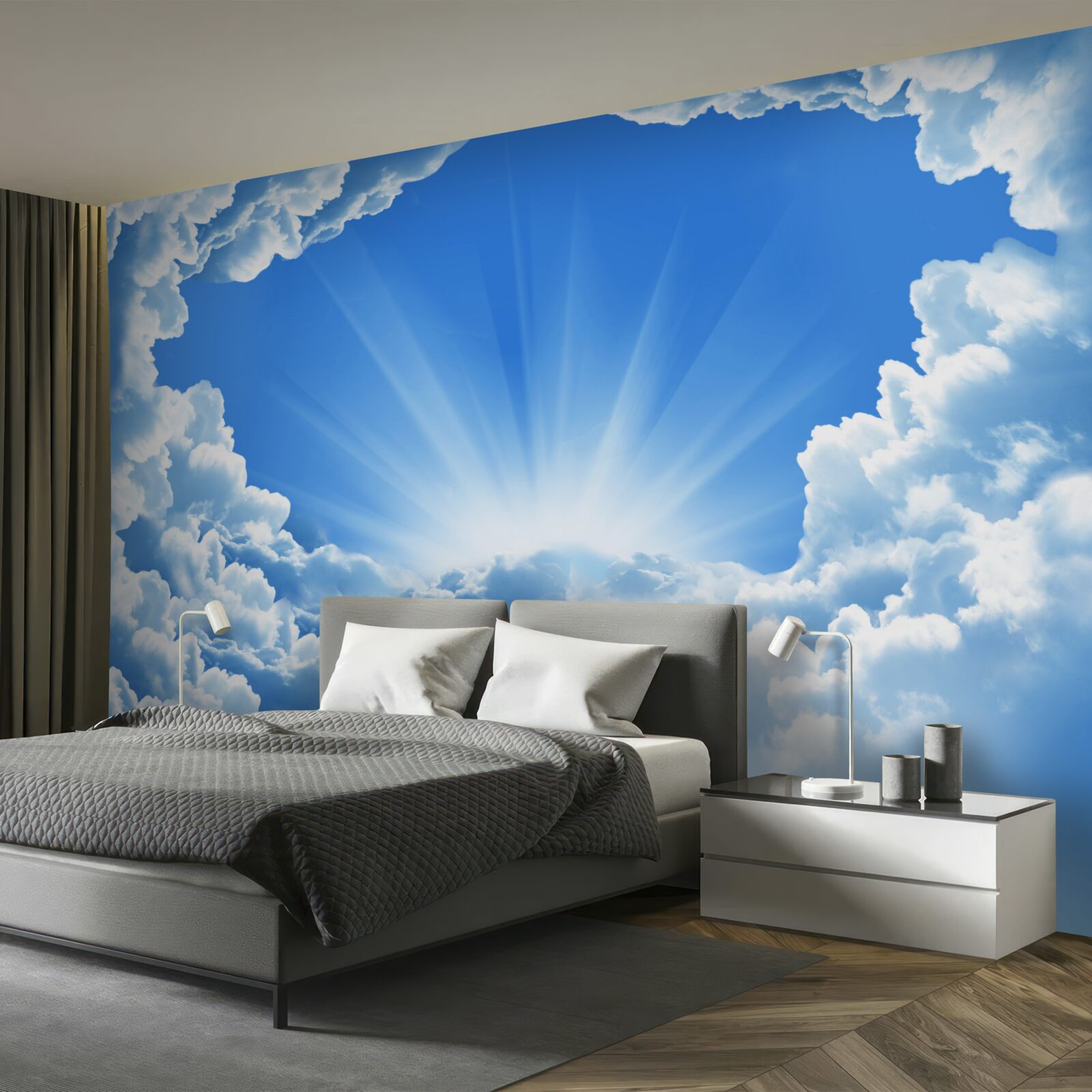 Papier peint le matin se lève derrière les nuages