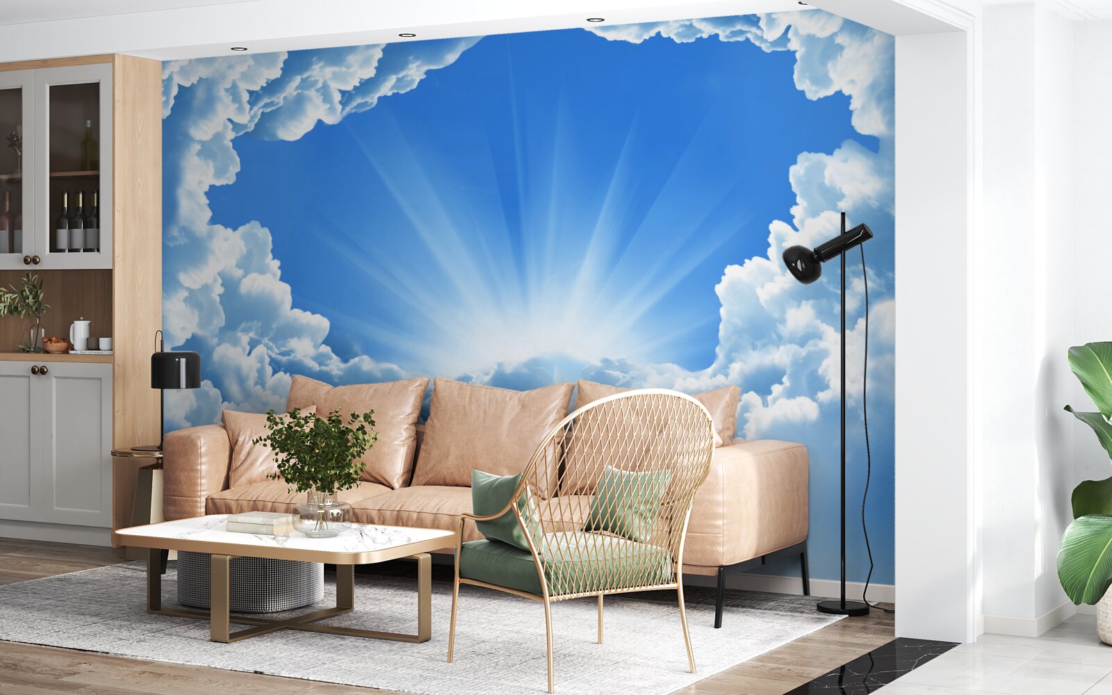 Papier peint le matin se lève derrière les nuages