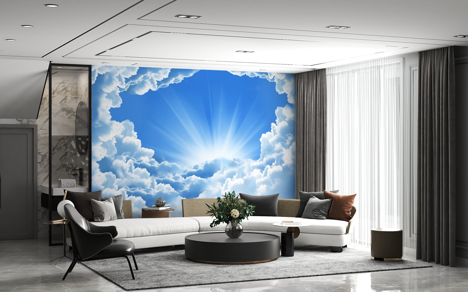 Papier peint le matin se lève derrière les nuages