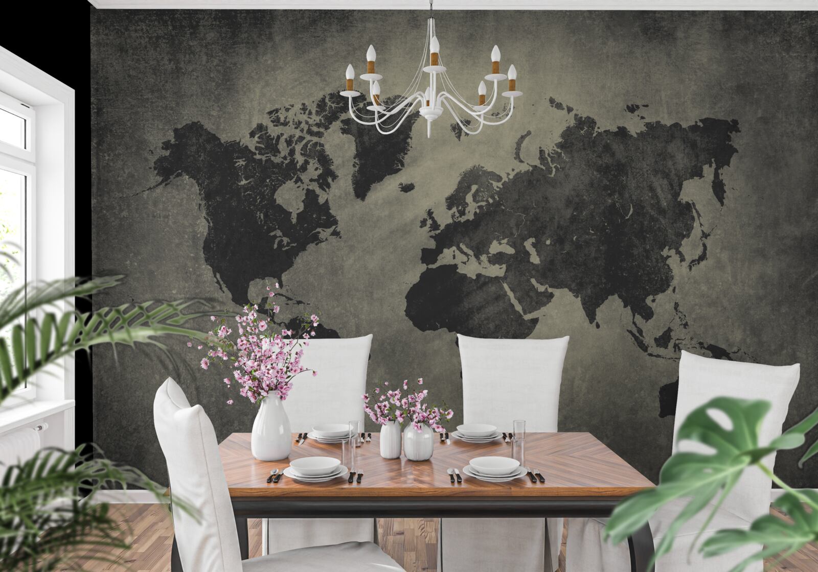 Papier peint silhouettes de pays sur un mur de béton