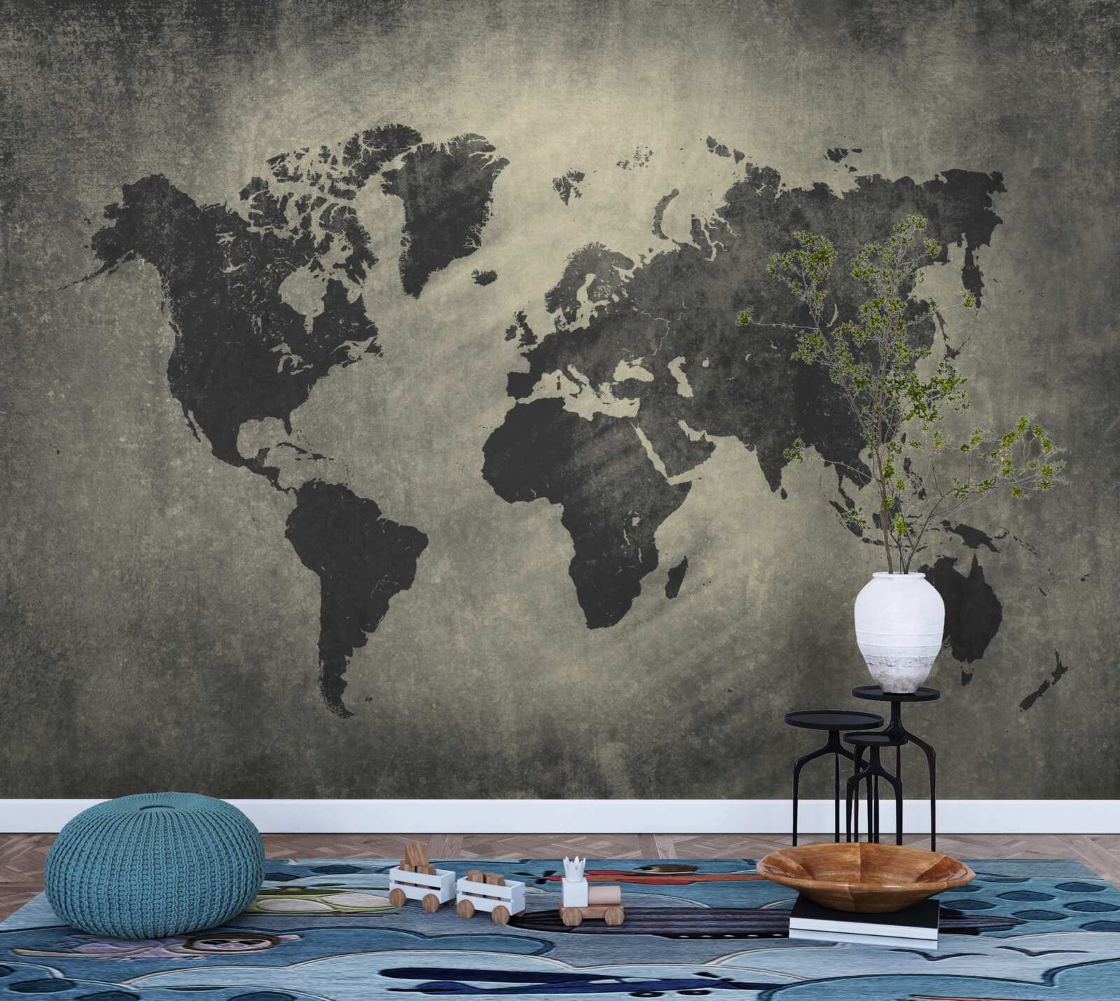 Papier peint silhouettes de pays sur un mur de béton