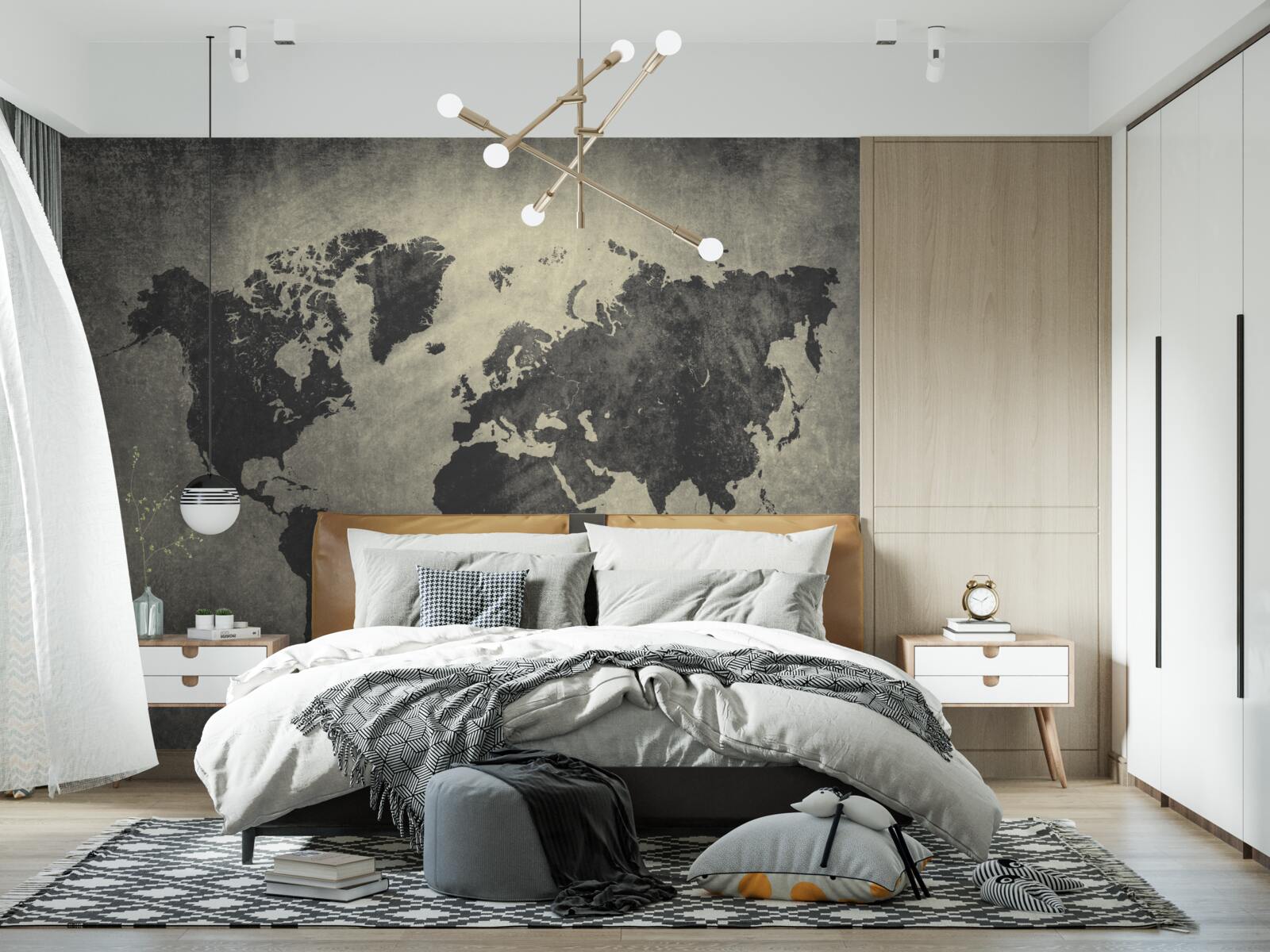 Papier peint silhouettes de pays sur un mur de béton