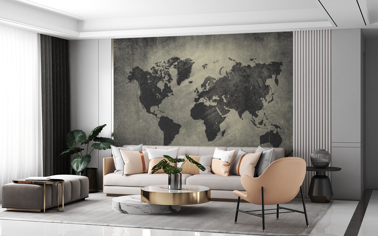 Papier peint silhouettes de pays sur un mur de béton