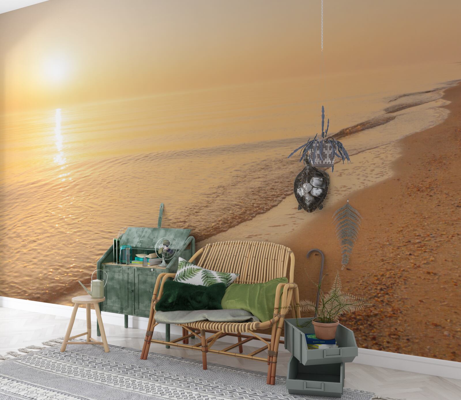 Papier peint coucher de soleil sur la mer en été