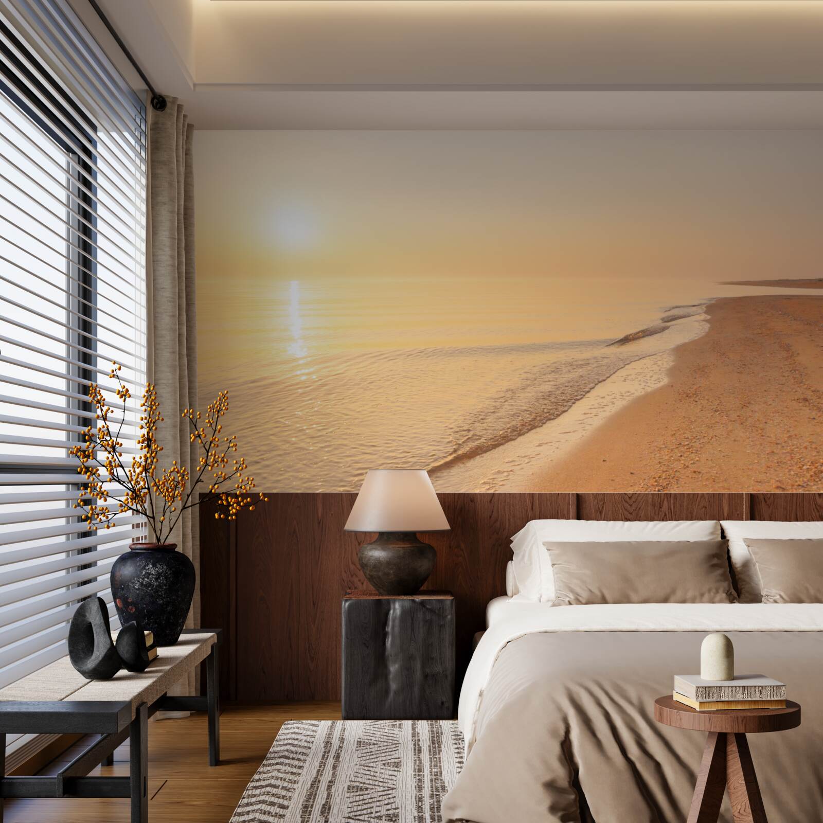 Papier peint coucher de soleil sur la mer en été