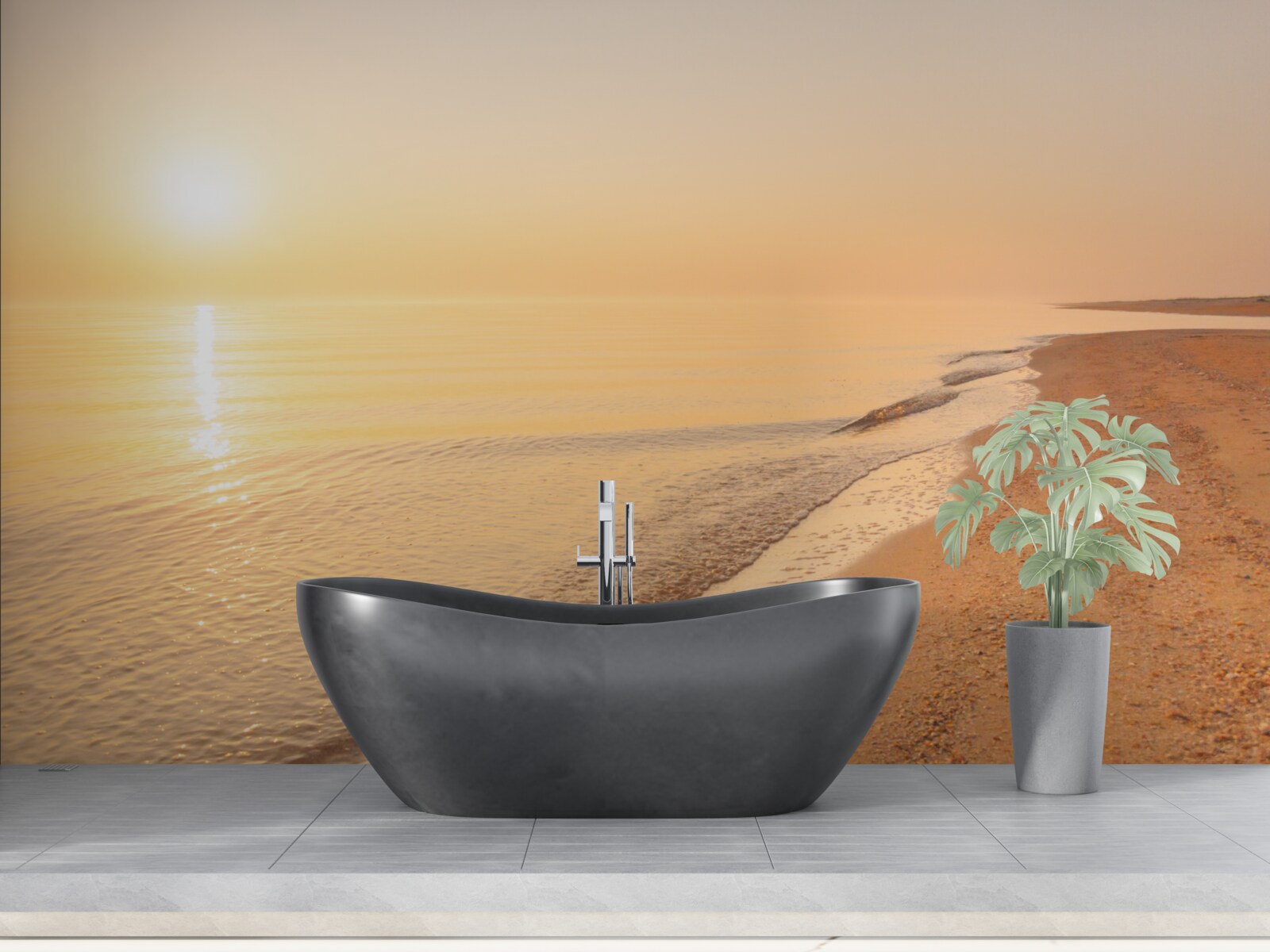 Papier peint coucher de soleil sur la mer en été