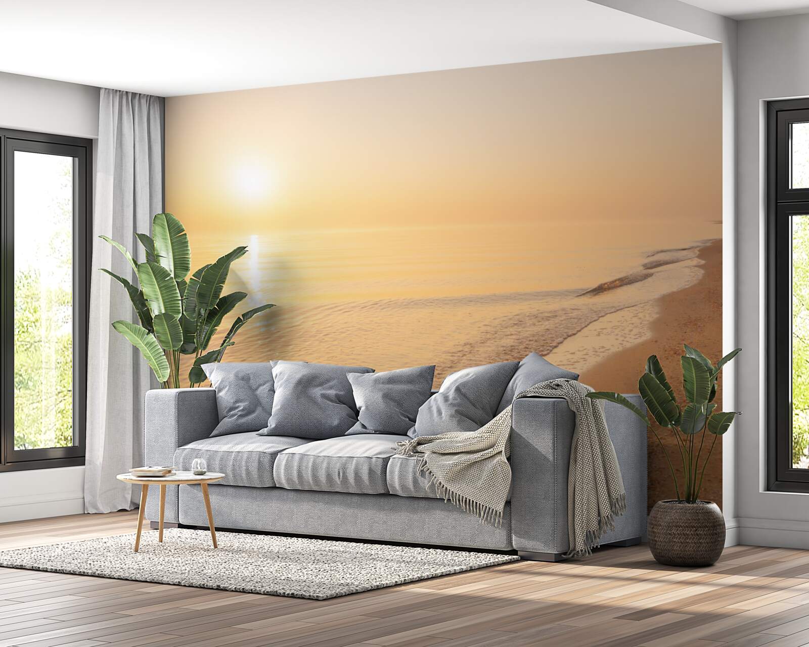 Papier peint coucher de soleil sur la mer en été